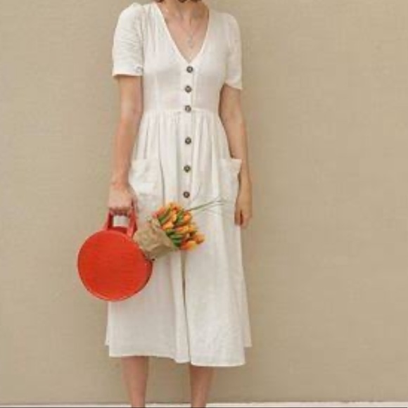 ❤️ZARA MIDI LINEN DRESS WITH BUTTONS - Picture 10 of 14